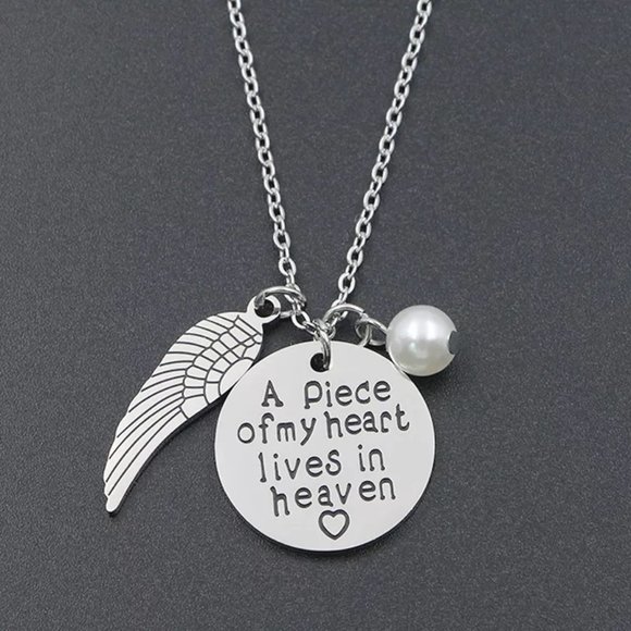 "A Piece of My Heart Lives in Heaven" 18k Gold Wing Necklace - Picture 6 of 10